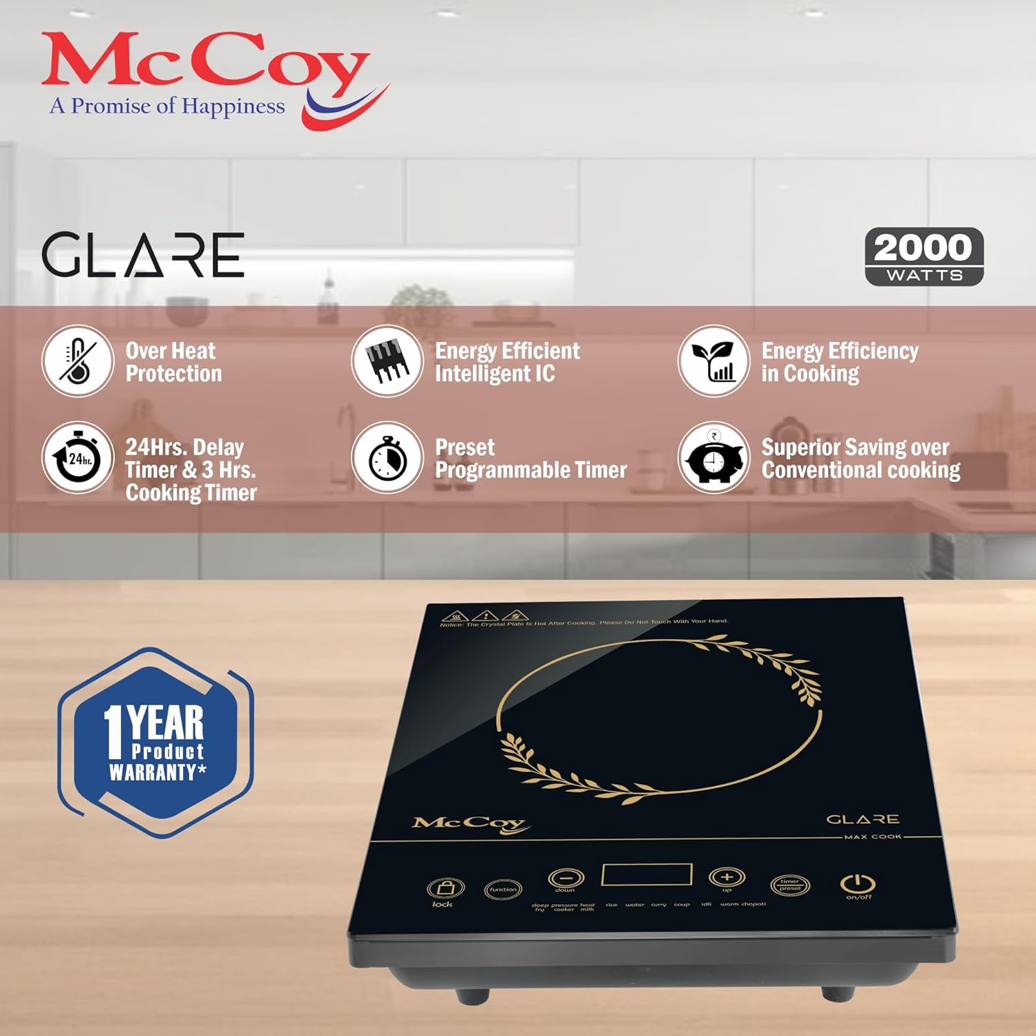 McCoy GLARE Induction Cooktop 2000 Watt